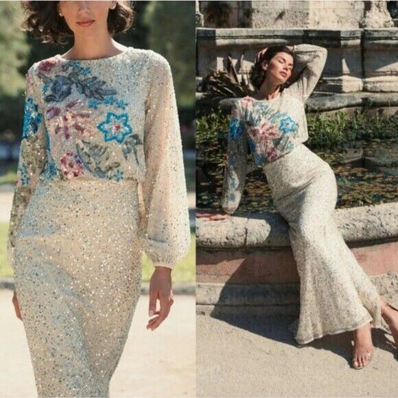NWT Mac Duggal 5615 Embellished Multicolor Floral High Neck Gown 5619 SZ 6
